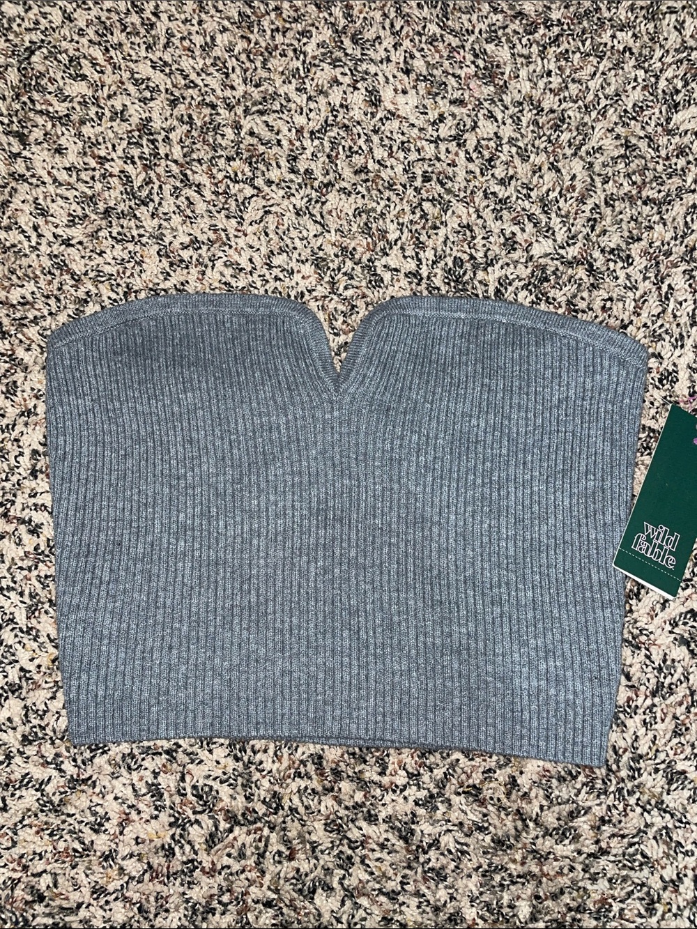 wild fable Heather Gray Ribbed Strapless Notch Tube Top Cropped M NWT